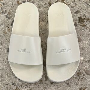KOIO White Leather Slides (NWT)